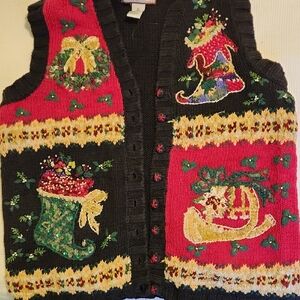 Tiara Black Knit Christmas Holiday Vest
